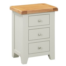 Hampshire Painted Grey Oak 3 Drawer Bedside Side Table Night Stand Storage