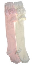 2 pairs of Pretty Lace Trim Girls Tights