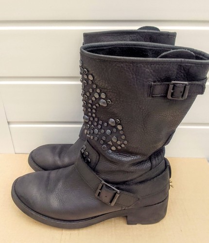 Ash size black leather biker - size,