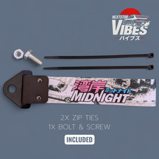 JDM Midnight Tow Strap | Drift Track Hook + Bolt & Zip Ties | Universal Fit UK