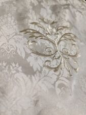 Cream silk damask embroidered curtain valance