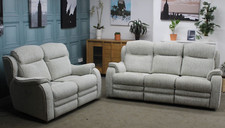 PARKER KNOLL BOSTON ELECTRIC RECLINER 3+2 SEATER SOFAS IN DUNE SEASPRAY FABRIC