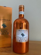 Empty Gin Bottle BOTTEGA Gin Bacur Gold Glass Large 1 Litre Size & Stopper & Box