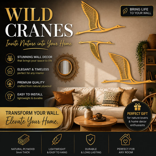 Set flying cranes wall - 3,