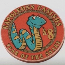 Napoleon's Casino London UK England £8 Chip Token| Year of Snake Limited Edtion