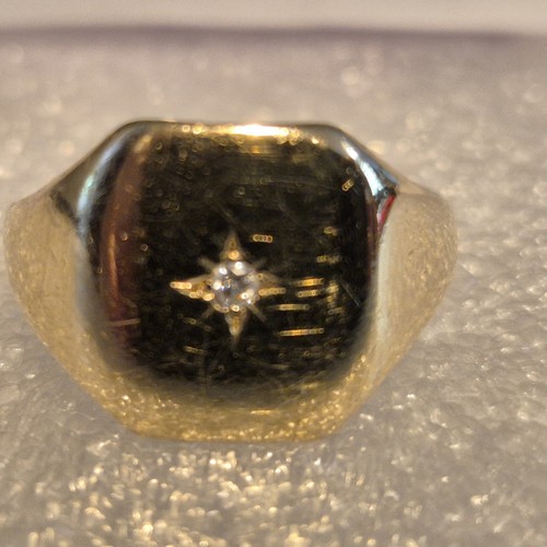 Mens 9ct gold gem set - mens, ring