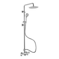 Deck Mounted Thermostatic Bath Shower Mixer & Adjustable Rigid Riser Kit Chrome