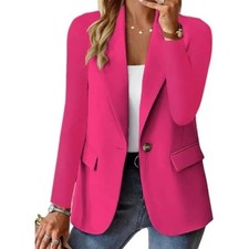 Women's Blazers Jacket Elegant Office Coat Formal Autumn Winter Slim Solid UK