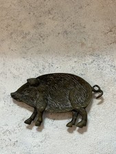 Antique brass boar pig trinket - antique,