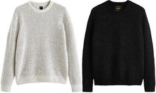 Mens Crew Neck Chenille Texture Jumper Pullover Sweater Gents Lads