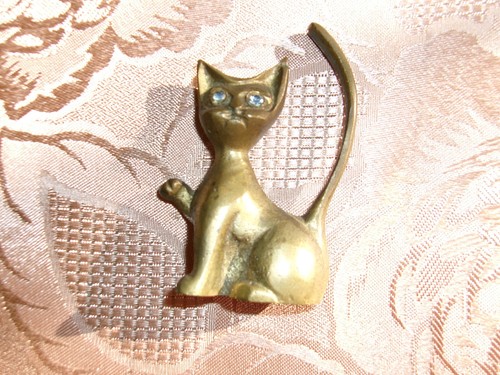 Brass cat vintage glass - -,