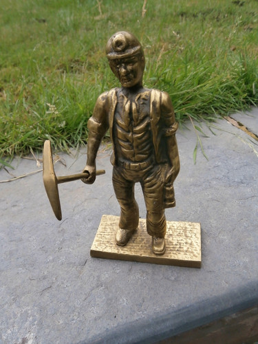 Vintage heavy cast brass - cast, miner