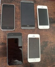 Joblot bundle of 4 Apple iPhones and one HTC smartphone - spares and repairs