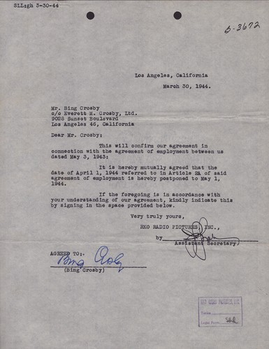 Bing crosby contract signed - crosby,