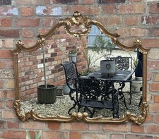 Italian Large Rococo Baroque Gilt Over Mantle  Mirror - 118cm By 95cm