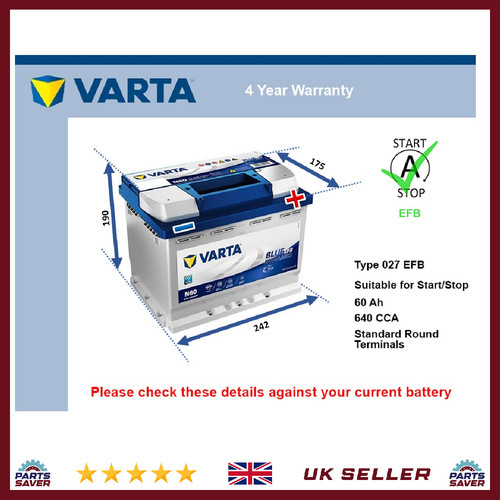 Efb car battery fits - battery, c30