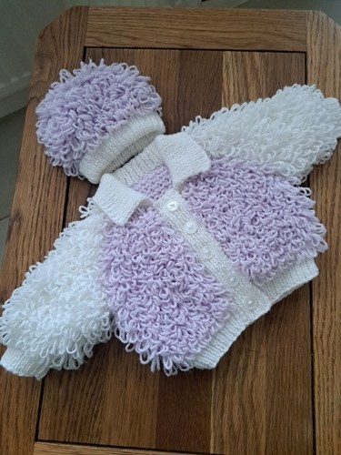 Hand knitted baby loopy jacket - knitted,