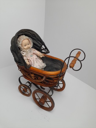 Vintage wooden dolls pram - vintage,