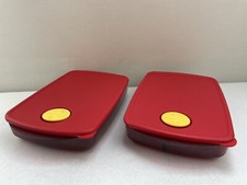 2 TUPPERWARE ROCK `N SERVE Split Lunch Storage Box 3990A Rectangle 31x19.4cm VGC