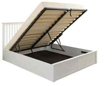 White Double 4ft 6t Wooden Ottoman Bed Gas Lift up Storage Graded see images