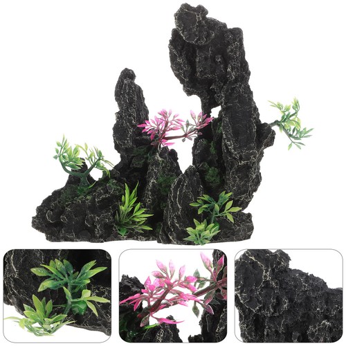 Aquarium volcano ornament - aquarium,
