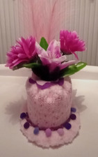 Knitted Toilet Roll Cover Pink