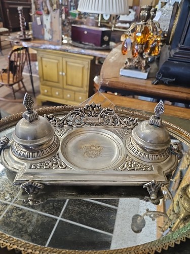 Antique victorian inkwell 1800 - antique,