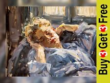 Marilyn Monroe Nap 5"x7" Print on Matte Paper | Cozy Impressionist Painting