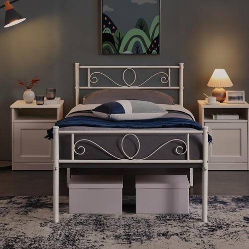White metal bed frame 3ft - metal,