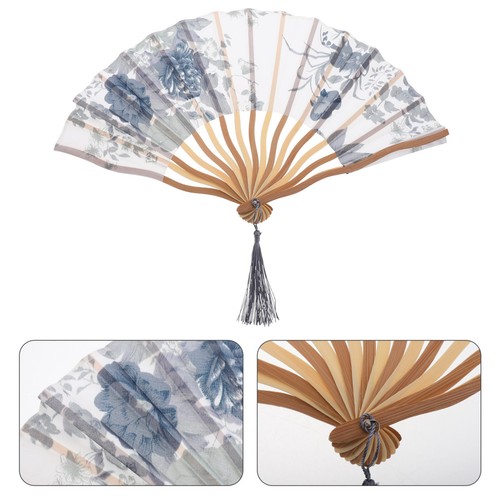 Decorative grey folding fan - decorative,