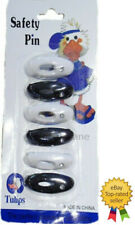 Hijab Safety Pins Brooch 6pc Scarf Black & White Pin Snag Free Plain Diamante