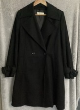 Women’s Ronit Zilkha 70% Wool/Polyester Coat with Buckle Belt, Black, Size 14