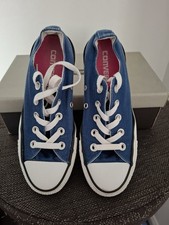 Dark Blue Converse All Star Shoes Double Tongue Pink Low Top Laces White UK 3 