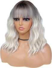 14" Colorful Wavy Curly Bob Wigs for Women Ladies Natural Looking Heat Resistant