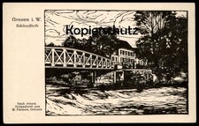 VINTAGE POSTCARD GREVEN IN WESTPHALIA SCHÖNFLIETH WOODCUT W. PALMES LINOL Ansi
