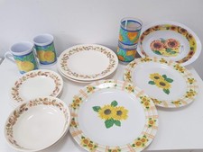 Caravan Set Plates, Bowls, Cups Bundle Retro Mixed Bundle Melamine Camping x 13