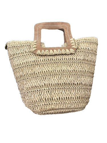 Woven straw handbag - woven,