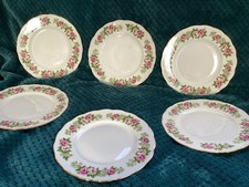 Colclough Enchantment Pink Roses 6 X Wavy Edged Salad Plates.