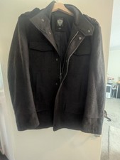 Lambretta Dark brown/Black  Wool Blend Zip Pea Coat Mens Size L Good Condition