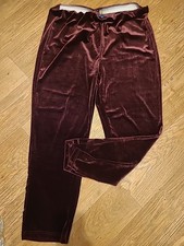 Ladies Cotton Traders Size 18 Purple Velvet Elasticated Trousers