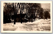 Postcard Winter Scene Residential Homes Snow RPPC A28
