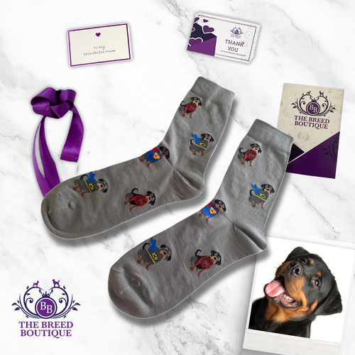 Rottweiler superhero socks fun - rottweiler,