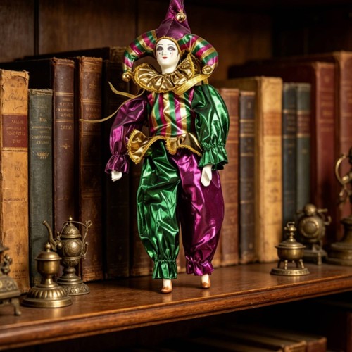Porcelain clown doll - porcelain,