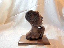 A 1960s AFRICAN WOOD CARVED TRIBAL BUST