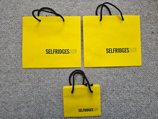 3x Selfridges Gloss Yellow Carrier Shopping Small Gift Bag 25 x 22 x 10 cm