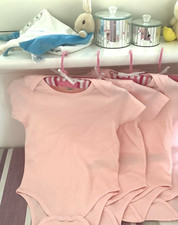 Short-Sleeve Baby Bodysuit Pack of 3 100% Organic Cotton Pink Babygrows 12-18M