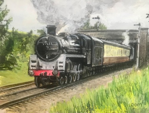 Steam train painting acrylic