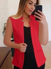 Ladies Women Summer Thin Sleeveless Waistcoat Blazer Suit Coats Jacket Vest Tops