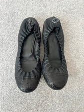 Tory Burch Black Leather Ballet Flats