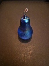 Heron Glass. Small Azure Blue Pear.  Handmade In Cumbria